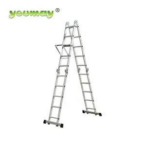 En 131 Multi Purpose Plataforma De Escada De Alumínio Portátil 4*5 Passos Escada Dobrável Compacta