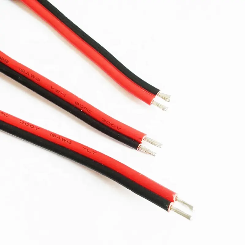 Cavo di alimentazione elettrica in rame stagnato doppio piatto rosso nero 18awg