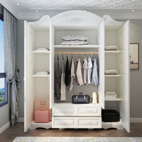 Armoire de chambre à coucher de haute qualité à 4 portes, en plastique et MDF, personnalisable, avec tiroirs, design moderne