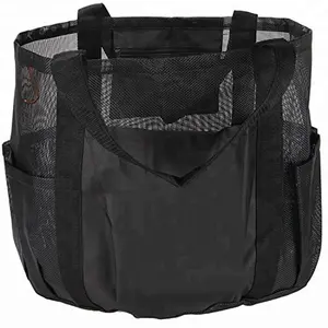 Handy Mesh Tote Bag for Men Beach Tote Bag with 8 Pockets and 1 inner Zipper Closure Pockets