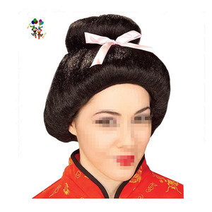 Disfraz <span class=keywords><strong>de</strong></span> <span class=keywords><strong>Geisha</strong></span> negra japonesa para fiesta, peluca sintética para Cosplay, HPC-1103 - Product Image 1