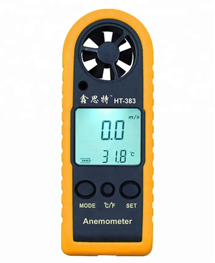 고정밀 미니 LCD 디지털 풍속계 HT-383 풍속계 테스터 기온 게이지 휴대용 속도 측정기