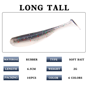 10 unids/set de goma realista suave T de cola gusano Señuelos de Pesca cebo con <span class=keywords><strong>copos</strong></span> de pesca - Product Image 2