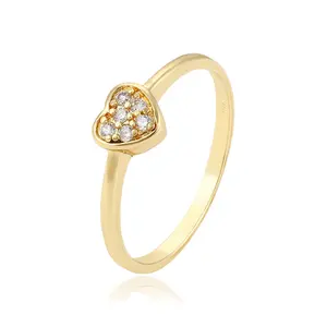 11528 2016 anillo de dedo con forma de corazón de oro más popular, los últimos diseños de anillos de dedo dorados para niñas