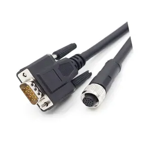 Industrial waterproof M12 a coding male female 8pin m12 circular connector to rs232 connector cable