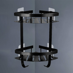 Étagère d'angle de douche en aluminium, adhésif noir, caddie de douche, pour salle de bain, qualité supérieure - Product Image 3