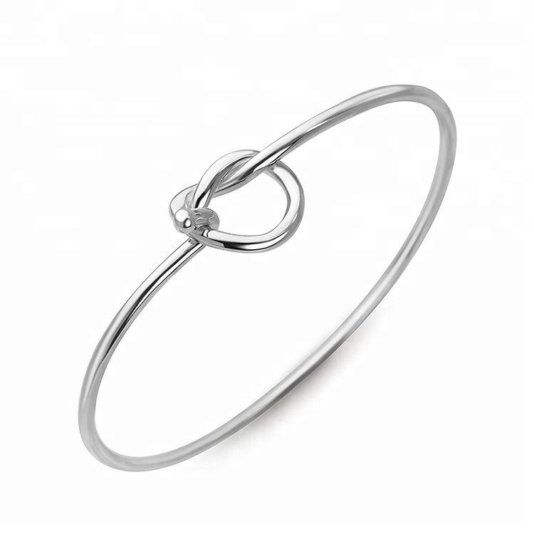 925 Silver Men and Women Bangle Jewelry - Heart Knot Bracelet