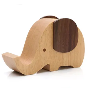 便携式大象手机座木制音乐盒定制动物音乐盒