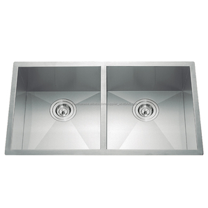 203T thép không gỉ 304 dưới gắn kết thủ công vuông đôi bát <span class=keywords><strong>belfast</strong></span> bồn rửa chén - Product Image 1