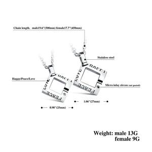 Romantische Frieden Liebe Paar Halsketten Für Liebhaber Voll Edelstahl Versprechen Liebe Frauen Männer Paar Schmuck - Product Image 5