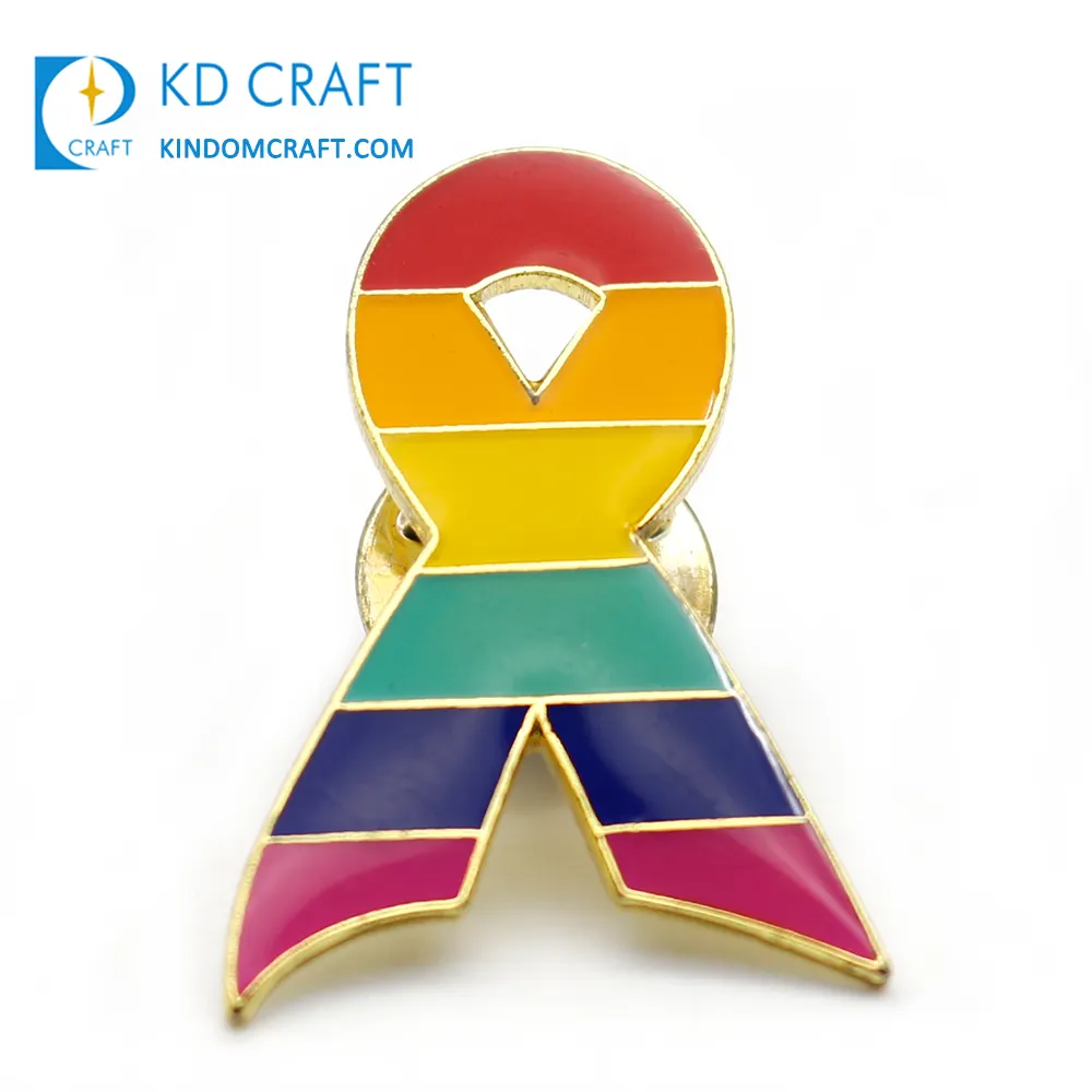 Wholesale no minimum cheap custom metal stamping rainbow colorful enamel gay pride lgbt pins