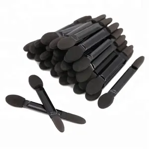 Mini brosse de maquillage jetable 5.5cm, bouclier noir à Double face, protection pour les yeux, éponge à embout, applicateur à Double Application rapide, 50 pièces