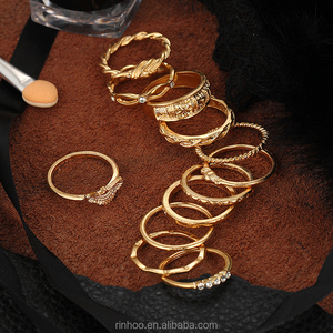 Personality <strong>Boho</strong> Party 12pcs/set Gold <strong>Rings</strong> Twist Rhinestone Geometric Knuckle Finger <strong>Rings</strong> - Product Image 5