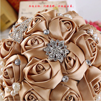 Buket Bunga Pernikahan Pita Satin Warna Kopi, Persediaan Pernikahan Buket Bunga Pengiring Pengantin
