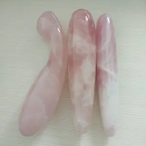 Yoni di guarigione di cristallo dildo grande rosa quarzo cristallo di massaggio bacchetta del bastone