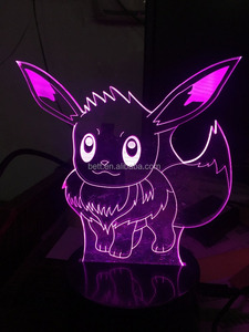 Pokemon Go eevee diseño 3D LED ilusión óptica lámpara gota 3D noche luz para niños Decoración - Product Image 4