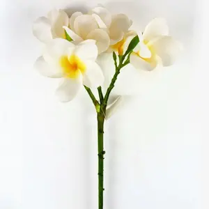 16" White Artificial EVA Frangipani Flower Fabric Decoration Long Lasting for Out Door Using