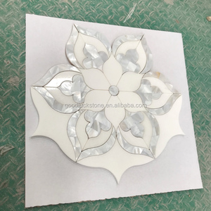 Mosaico di marmo bianco fiore a getto d'acqua per la sala della parete - Product Image 2