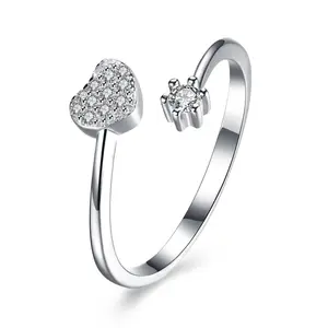 Trang Sức Thời Trang 2018 NHẪN Ngày Lễ Tình Nhân Bạc Sterling 925 Signity EQ Star Nhẫn Trái Tim Zircon