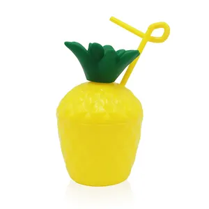 Высококачественные пластиковые чашки для сока с ананасом, пластиковая чашка с соломинкой