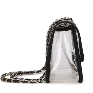 Custom Fashion <strong>Clear</strong> PVC Ladies <strong>Handbag</strong> with Zipper Closure Cross Body Shoulder Bag for Women Girls and Metal Chain - Product Image 4