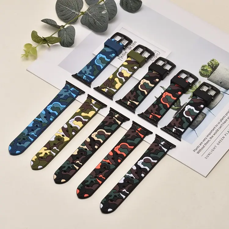 Nieuwe Mode Zachte Siliconen Camouflage Horlogeband Rubberen Band Voor Apple Watch Band