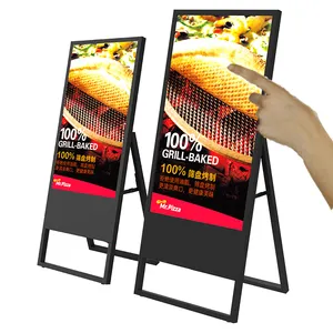 Draagbare Vloer Staande 43 Inch Led Lcd Wifi Netwerk Android Reclame Board Touchscreen Pc Kiosk Self-Service Bewegwijzering Totem