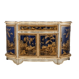 Art-Dynasty Antique Chinese Brass <strong>Sideboard</strong> for Bedroom Living Room &amp; Hotel Use-Dark <strong>Blue</strong> Customizable Dining Room Furniture - Product Image 1