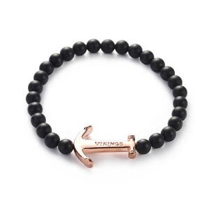 2019 personalizado hecho a mano <span class=keywords><strong>de</strong></span> piedras preciosas <span class=keywords><strong>de</strong></span> Lava, Ojo <span class=keywords><strong>de</strong></span> Tigre, Lapis mate ónix negro Viking joyería ancla pulsera del encanto <span class=keywords><strong>de</strong></span> los hombres - Product Image 4