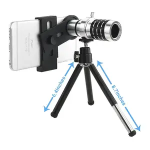 Eco-Fused Universal Smart Phone Camera Lens Kit including 12x Telephoto Manual Focus Lens / Fish Eye Lens / 2 in 1 Macro and Wid