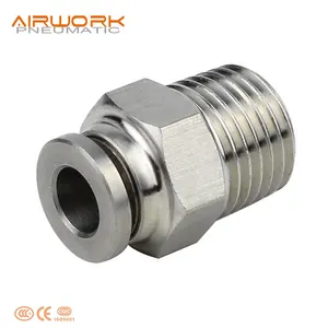 PC 6mm male straight stainless steel push in air airfit pneumatic fitting quick connector pc4 m8 m5