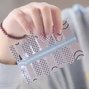 โปร่งใส 3D เล็บห่อเล็บศิลปะสติกเกอร์ลูกไม้ Bling Fishnet Decals เล็บ