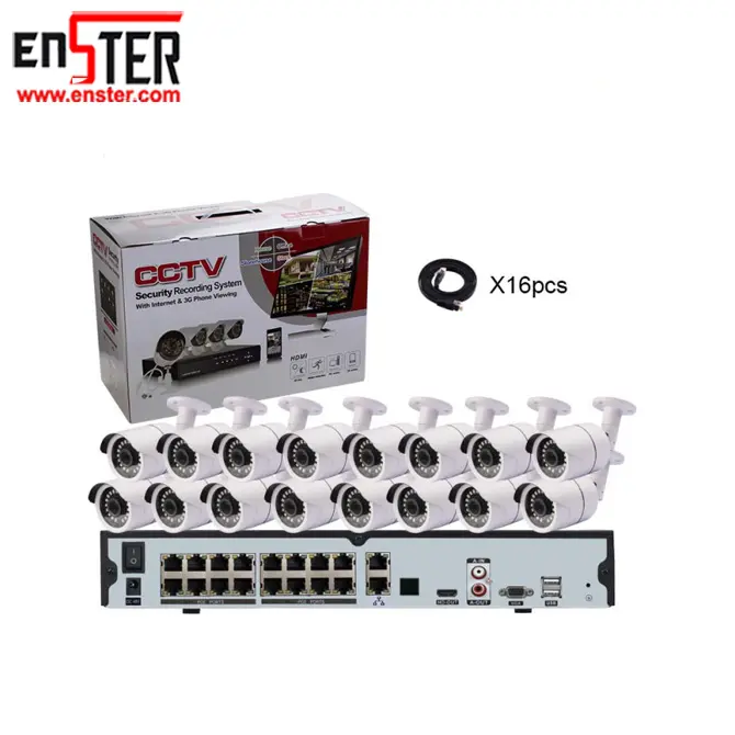 ENSTER 16CH HD 1080P AHD Kit 1080P Night Vision AHD Camera with 16CH DVR