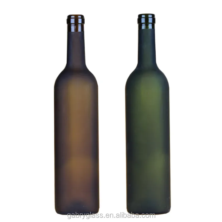 Wholesale 750ml Bordeaux Frosted Flat Bottomed Cork Finish Wine Bottle