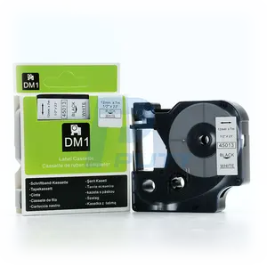 45013 Standar Label Tape untuk DYMO D1 45013 Label Kaset 1/2-Inch (12Mm) X 23-Kaki (7M), Cetak Hitam Putih Pita