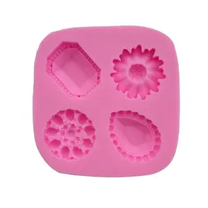 Sunflower Chrysanthemum Mirror Gem Shape Cake Decorating Tools Baking Mold Fondant Silicone Mold