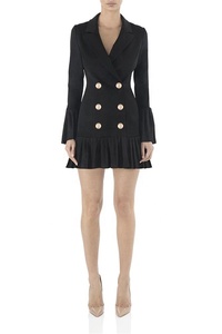 2019 <strong>Winter</strong> <strong>Formal</strong> Office Ruffle Cuff and Hem Long Sleeve Black Women Blazer <strong>Dress</strong> - Product Image 2