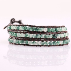 Alli baba com la dernière conception naturel turquoise et topaze pierre gainé de cuir bracelet, bijoux de mode 2017 - Product Image 3