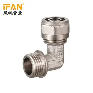 16mm Pex Fitting IFAN Brass Pex Elbow Fitting Chrome Plated Male Thread Elbow 16mm-32mm 1/2"M 3/4"M 16 Male Brass Elbow