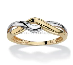 Wholesale 10k Yellow Gold Two-Tone Twist Ring Tailored Ring for Women