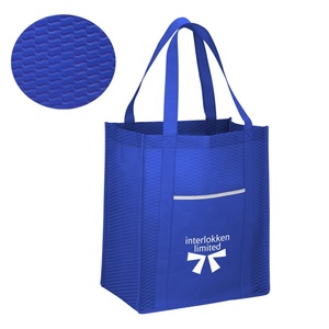 Wave Non Woven Fabric Tote Promo Grocery Eco Shopping Bags Custom Logo TNT Shopper Bag