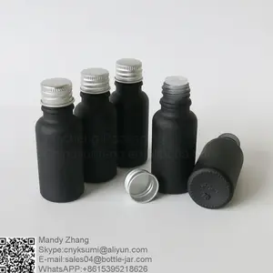 20ml orifice reducer essential oil cap black glass bottle with screw cap