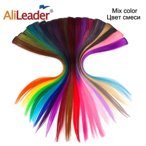 Cheap Highlight 20 Inches Party Hair Accessories Straight 1 Clip Colorful Synthetic Hair Clip In Hair Extension For Girls