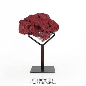 Résine artificielle de corail rouge, 10 pièces, Base métallique, décor de maison - Product Image 4