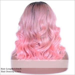 Peruano al por mayor peluca llena de encaje corto ombre Rosa <span class=keywords><strong>pelucas</strong></span> de cabello humano <span class=keywords><strong>para</strong></span> las mujeres negras - Product Image 4