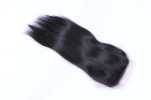 Cabello humano virgen liso Natural para mujeres Cierre de encaje 4*4 Cabello brasileño Estilo libre Parte media <span class=keywords><strong>Tres</strong></span> partes 8-20 pulgadas - Product Image 5