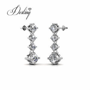 Incantevoli orecchini a bottone dasini impreziositi da cristalli <span class=keywords><strong>Swarovski</strong></span> placcato oro 18K donna argento 925 orecchini - Product Image 3
