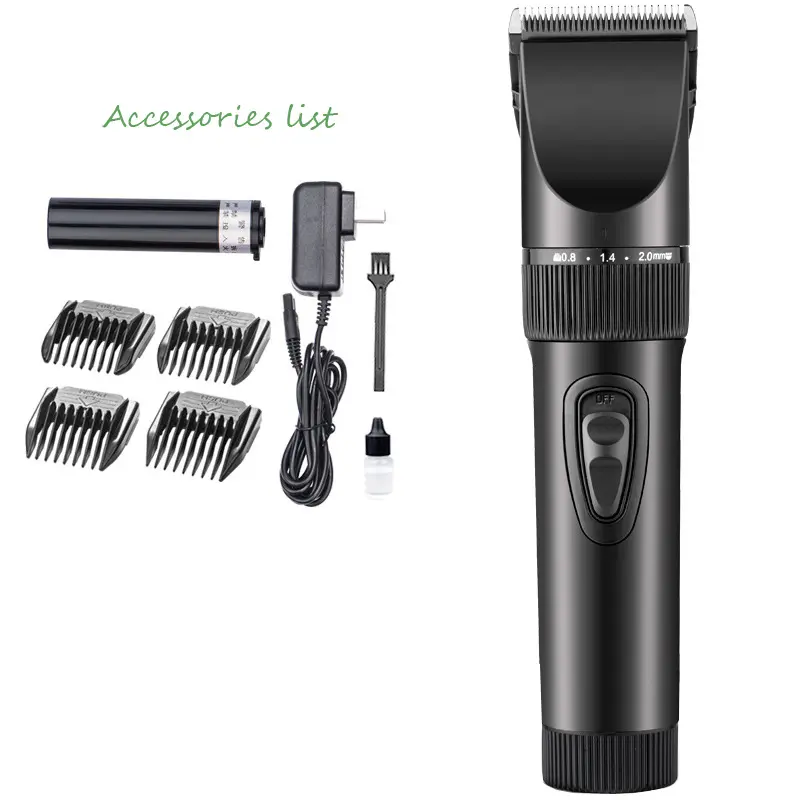 Professional barber 5 level adjustable long working time cutting cordless rechargeable electric hair trimmer