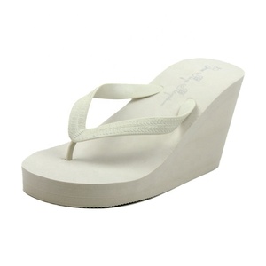 Infradito con Suola Spessa e Tacco Alto OEM, Ciabatte con <span class=keywords><strong>Zeppa</strong></span> in EVA Bianco Nude per Donna - Product Image 4