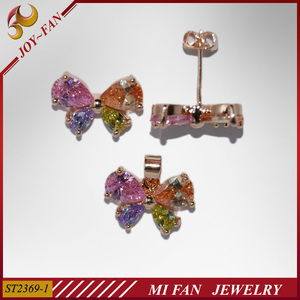 mariposa colgante cz pendientes conjunto de joyas de la joyería exhibición de la joyería al por mayor de china - Product Image 1